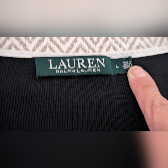 Ralph Lauren Black Blouse with White Trim - Picture 3 of 10